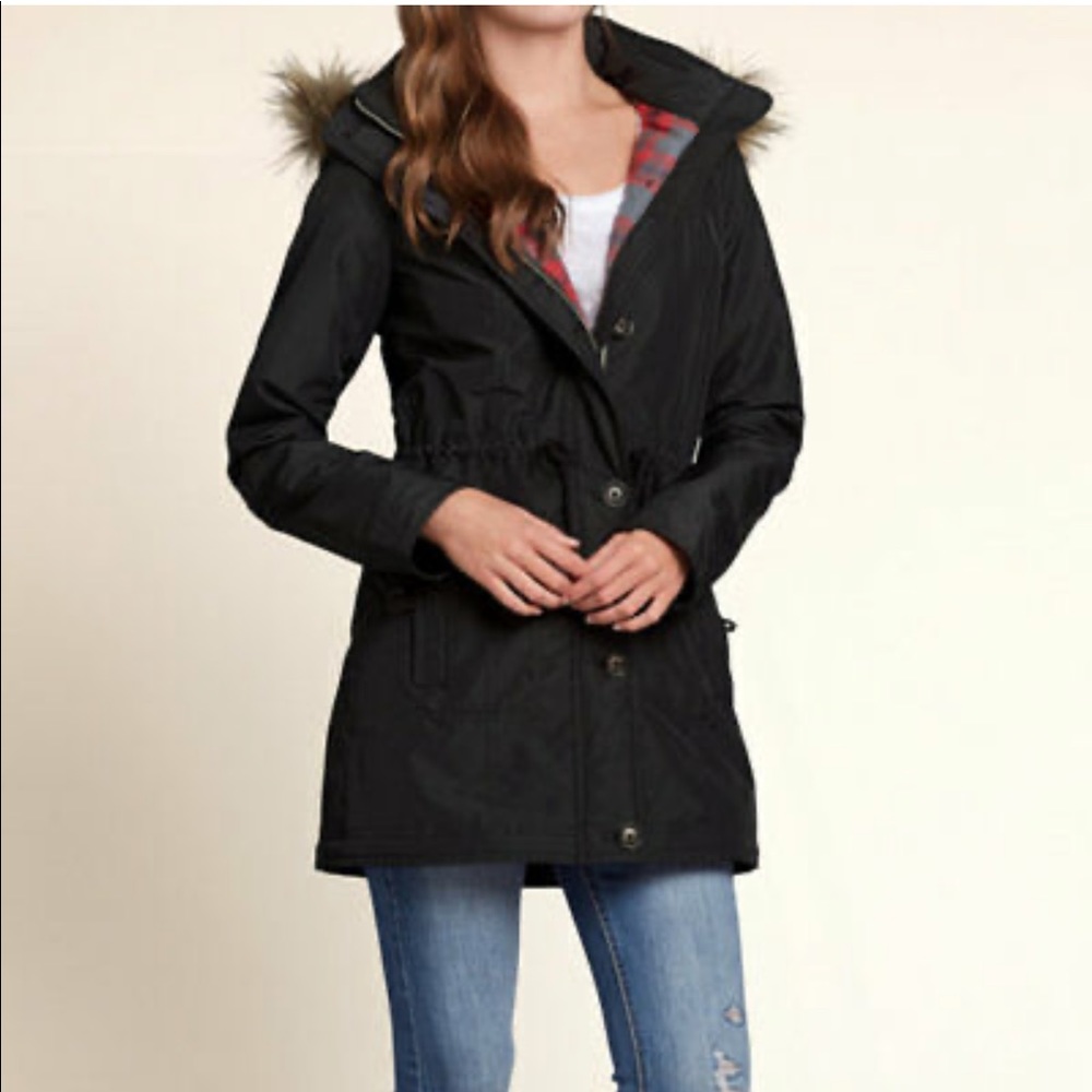 Green flannel lined parka
